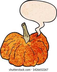 squash de dibujos animados con burbuja de habla en estilo de textura retro