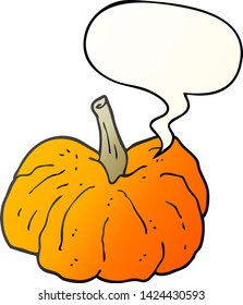 Cartoon-Squash mit Sprachblase in glattem Farbverlauf-Stil