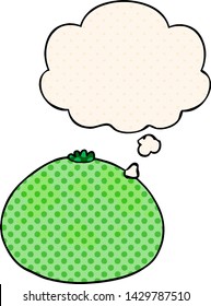 cartoon squash with thought bubble in comic book style