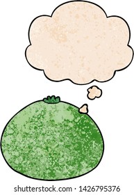 cartoon squash with thought bubble in grunge texture style