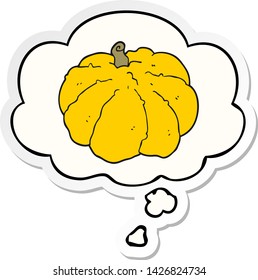 cartoon squash with thought bubble as a printed sticker