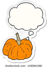 cartoon squash with thought bubble as a printed sticker