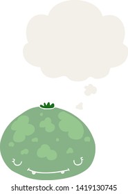 squash de caricatura con burbuja de pensamiento en estilo retro