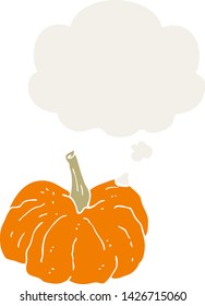 squash de caricatura con burbuja de pensamiento en estilo retro