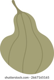 Ein Cartoon-Kürbisgemüse mit glatten Linien und einer stilisierten Form. Das Gemüse wird spielerisch mit geschwungenen Konturen und einer einfachen Form dargestellt. Cartoon, Vektorgrafik.