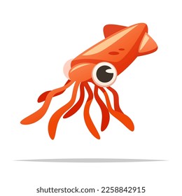 Cartoon squid animal vector isolated illustration