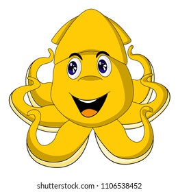The Cartoon squid Nautical vector ocean set with sea creatures.