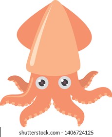 cartoon squid on white background, vector