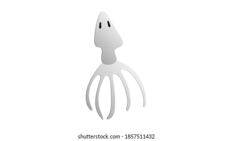 cartoon squid on white background, vector.