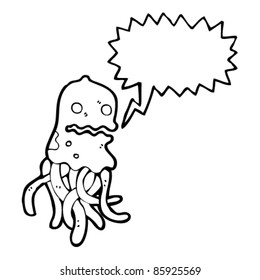 cartoon squid with speech bubble