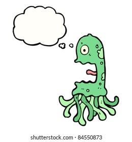 cartoon squid with thought bubble