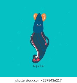 cartoon   squid vector illustration, simple childish design