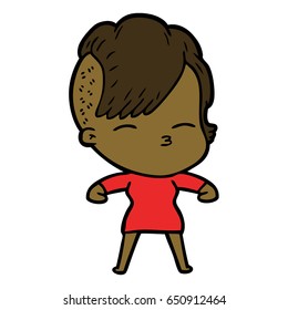 cartoon squinting girl