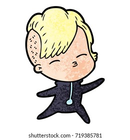cartoon squinting girl