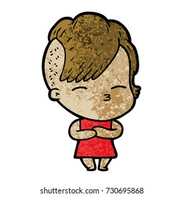 cartoon squinting girl