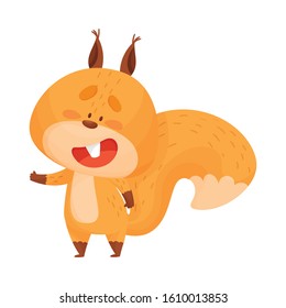 Cartoon Squirrel Animal Standing and Talking Vector Illustration