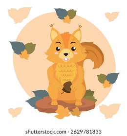 Cartoon squirrel autumn Animal. Vector illustration