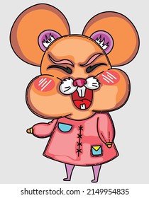 ardilla de dibujos animados con orejas grandes vistiendo un vestido largo