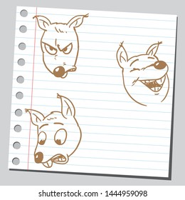 Cartoon squirrel character design (different head poses and expressions).