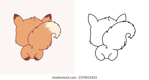 Cartoon Squirrel Clipart for Coloring Page and Illustration. Clip Art Isolated Squirrel. Cute Vector Illustration of a Kawaii Forest Animal for Stickers, Baby Shower, Coloring Pages. 