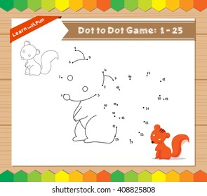 Cartoon Squirrel. Dot to dot educational game for kids