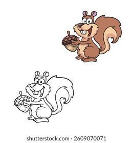 Cartoon squirrel drawing. Simple design. Easy to edit. Vector illustration