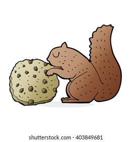 cartoon squirrel eating a cookie