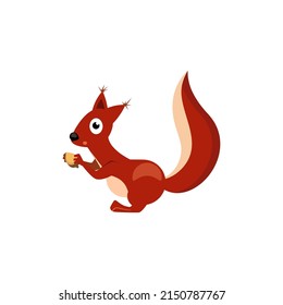 Cartoon squirrel in flat style. Vector illustration
