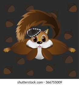 cartoon squirrel in the hat, illustration, vector
