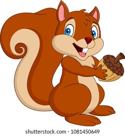 Cartoon squirrel holding an acorn