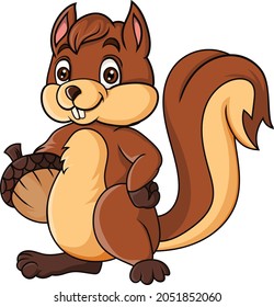 Cartoon squirrel holding a nut