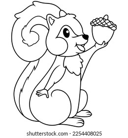 Cartoon squirrel holding a nut 