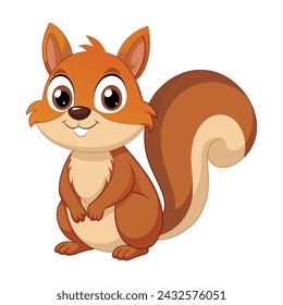 Cartoon Squirrel Illustration on White Background