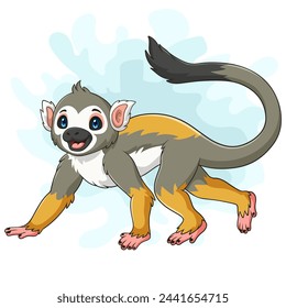 Cartoon squirrel monkey on white background
