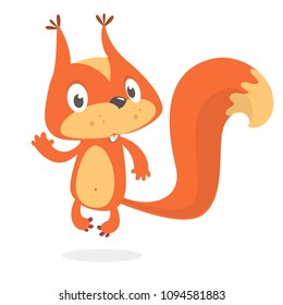Cartoon squirrel on white background. Vector illustration
