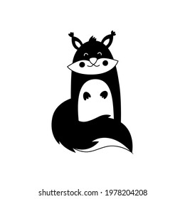 Cartoon squirrel on a white background, vector illustration.