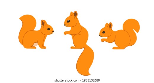 Cartoon squirrel sketch line icon. Сute animals set of icons. Childish print for nursery, kids apparel, poster, postcard, pattern.