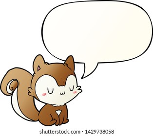 cartoon squirrel with speech bubble in smooth gradient style