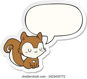 cartoon squirrel with speech bubble sticker