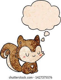 cartoon squirrel with thought bubble in grunge texture style