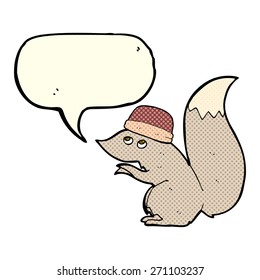 Cartoon-Eichhörnchen mit Hut mit Sprachblase