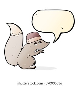 Cartoon-Eichhörnchen mit Hut mit Sprachblase