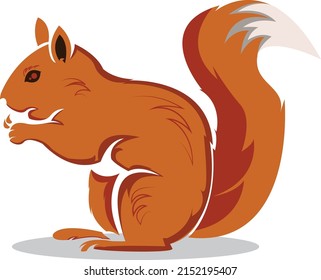 Ardilla de caricatura, ardilla roja esponjosa con un vector de cola ocupado Ilustración