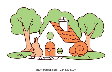 Cartoon Squirrel's Forest Adventure in Picture Books