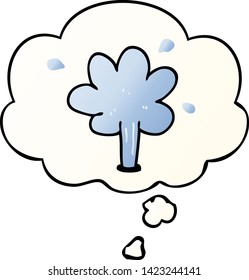 cartoon squirting water with thought bubble in smooth gradient style