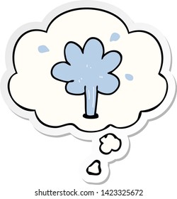 cartoon squirting water with thought bubble as a printed sticker