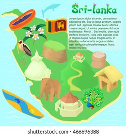 Cartoon Sri lanka map. Universal Sri lanka map to use for web and mobile UI, set of basic Sri lanka elements isolated vector illustration