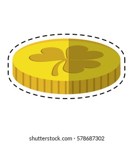 cartoon st patricks day golden coin treasure with clover