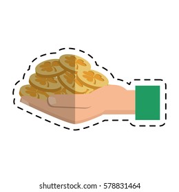 cartoon st patricks day hand holding coins