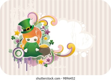 cartoon st. Patrick's leprechaun with frame for text